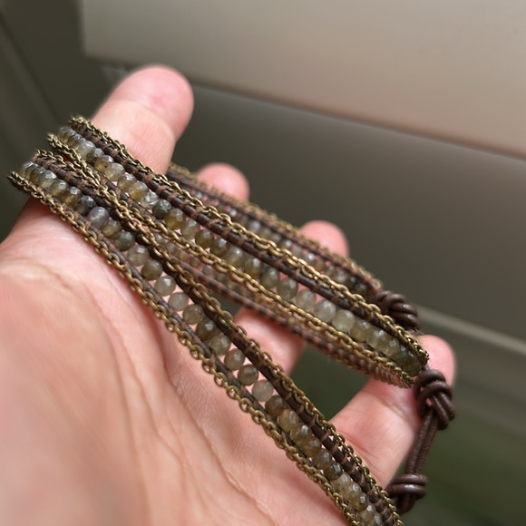 🖤CHAN LUU Labradorite Sterling silver Chain Leather wrap bracelet - Picture 9 of 11